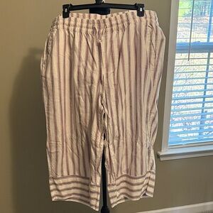 Lane Bryant Striped Ankle Pants - Cream and Purple